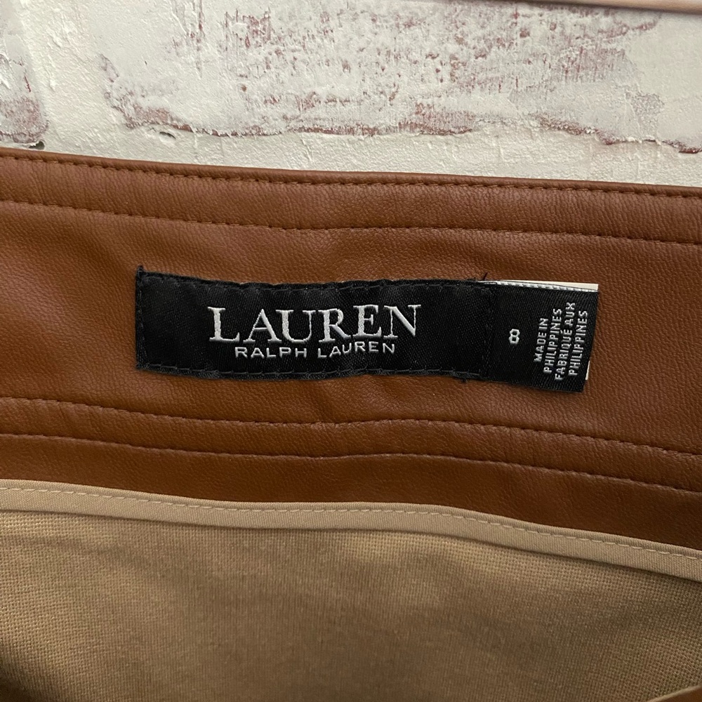 Lauren Ralph Lauren Beige Mini Skirt with Brown Trim - Picture 5 of 8